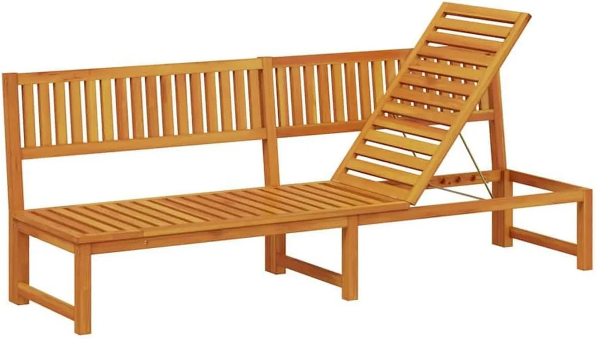 Chaise Longue en Acacia avec Dossier Ajustable pour Jardin et Piscine