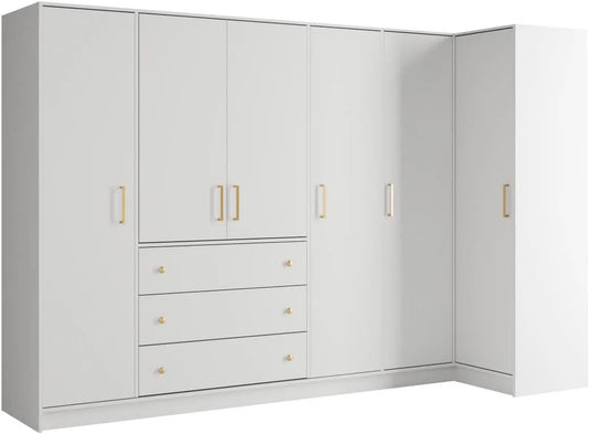 Armoire de rangement — Lizandro, avec tiroirs, 6 Portes, 3 tiroirs, blanc