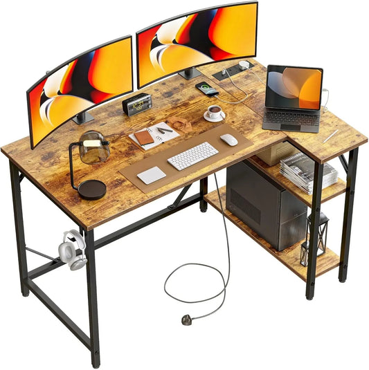 Bureau – réversible, avec rangement, avec Bibliothèque et étagère de rangements, usage à domicile, 120 × 70 cm, avec étagères