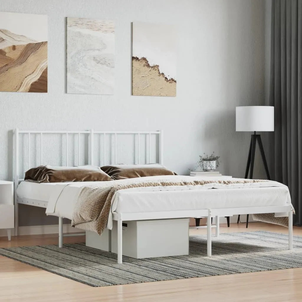 Cadre de lit et structure de lit 140 x 190 cm – en acier, 140 × 190 cm, blanc