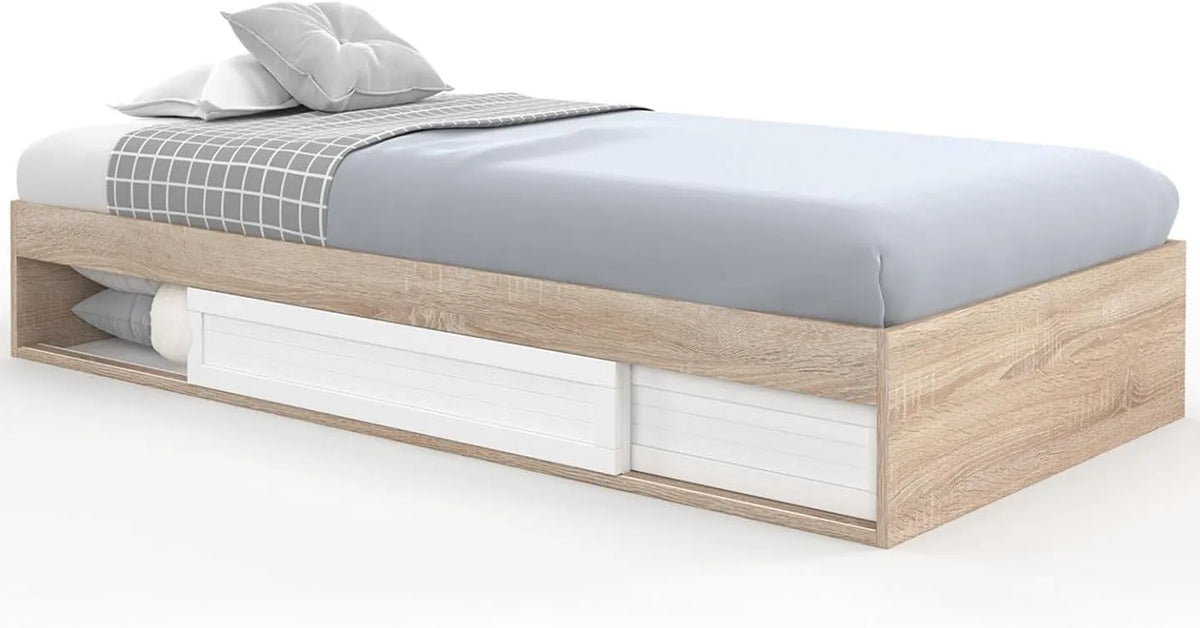IDMarket: avec rangement, 90 × 190 CM, blanc