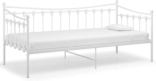 Canapé convertible et canapé-lit: en métal, 90 × 200 cm, blanc, revêtement en tissu
