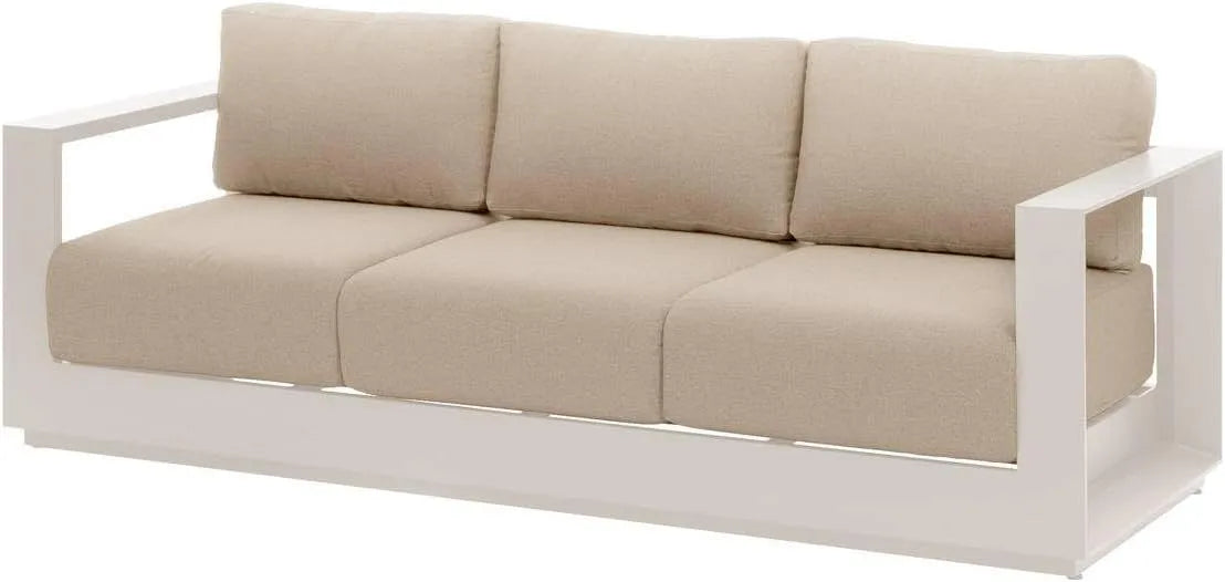Canapé de jardin et sofa lounge extérieur: revêtement en tissu, avec coussins, 3 Places, beige