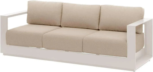 Canapé de jardin et sofa lounge extérieur: revêtement en tissu, avec coussins, 3 Places, beige