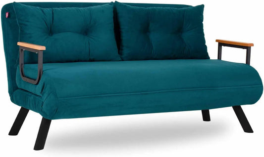 Canapé — en métal, revêtement en tissu, convertible, 2 Places, noir