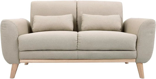 Canapé — EKTOR, revêtement en tissu, en bois, 2 Places, beige