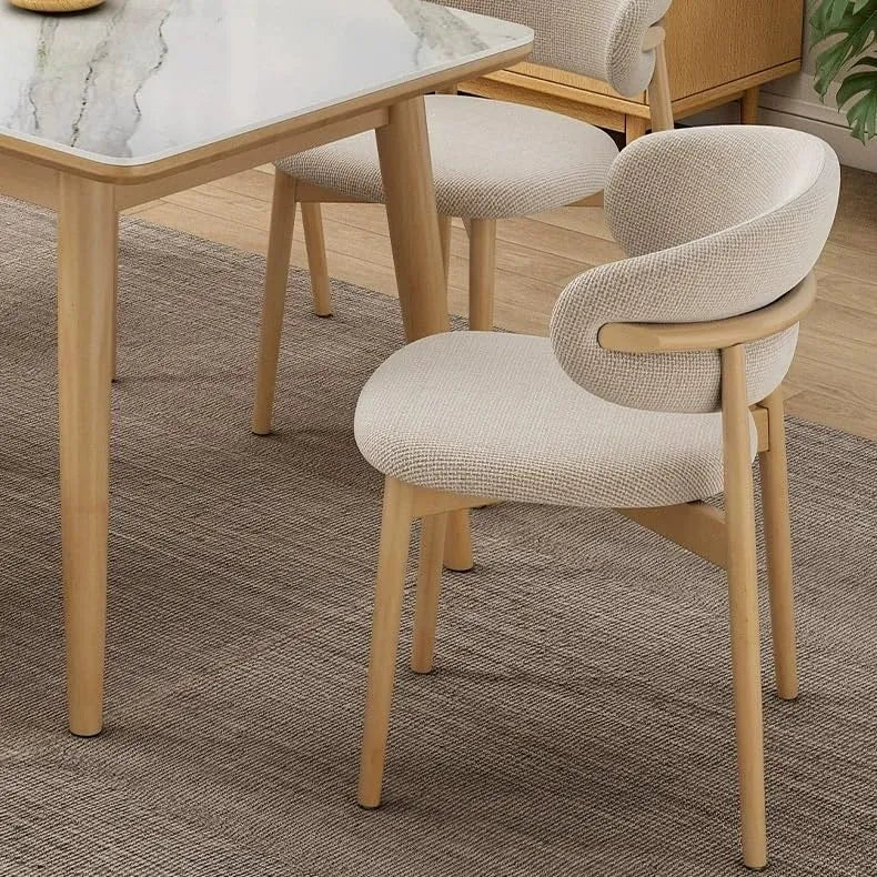 Chaise de salle à manger et chaise de cuisine – en bois, beige, revêtement en tissu
