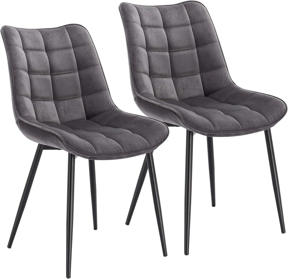 Chaise: en métal, Lot de 2, gris, revêtement en velours