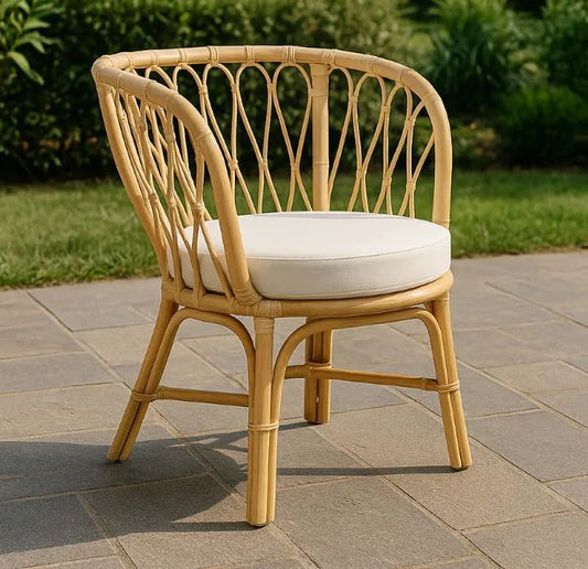 Chaise – D 65, avec coussins, 85 Cm, blanc, en résine tressée