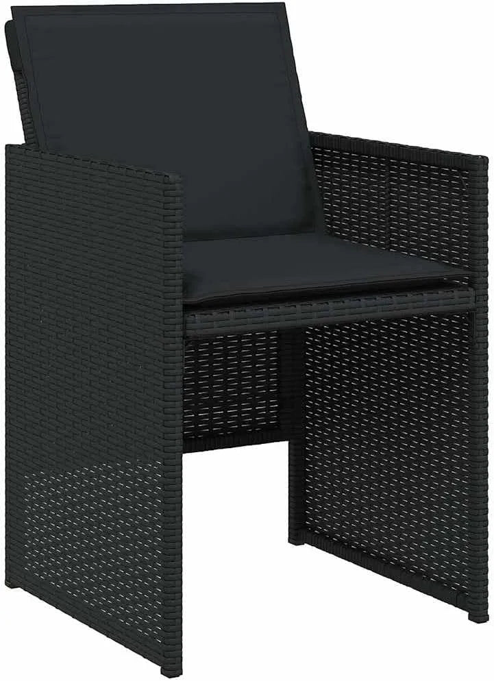Chaises de jardin: avec dossier, avec coussins, Lot de 4, noir