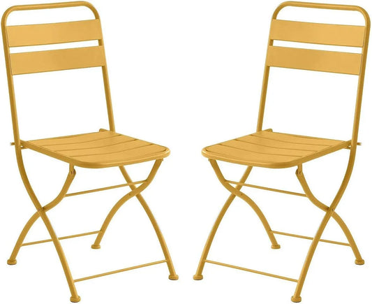 Chaises de jardin — MIRMANDE, en métal, Lot de 2, jaune