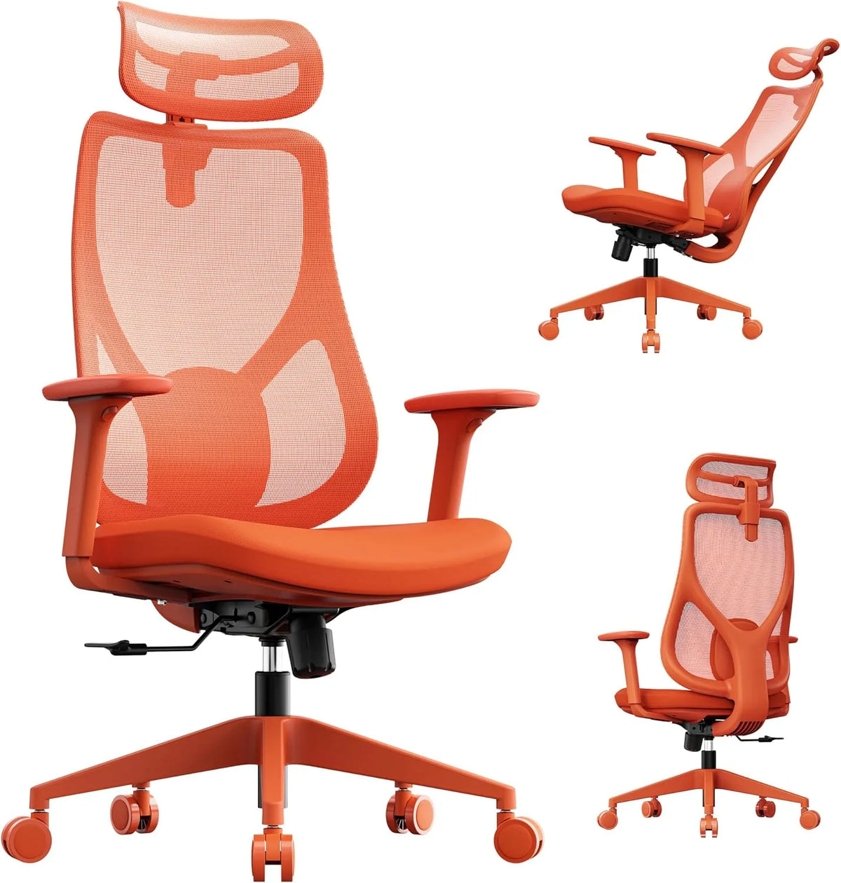 Bureau et table informatique – MOYO, respirant, avec accoudoirs, pour gaming, réglable, 150kg, orange