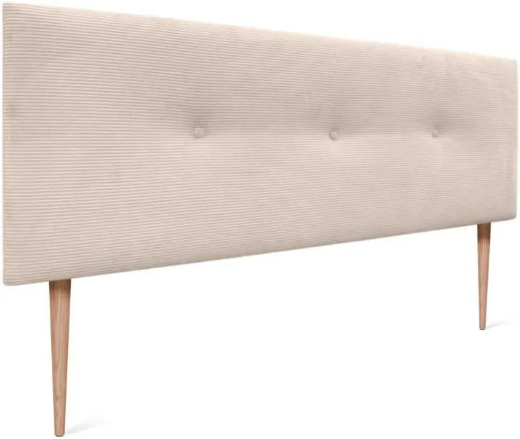 Tête de Lit en Velours cótele Unie avec Boutons et — 150cm, beige