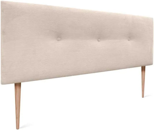 Tête de Lit en Velours cótele Unie avec Boutons et — 150cm, beige