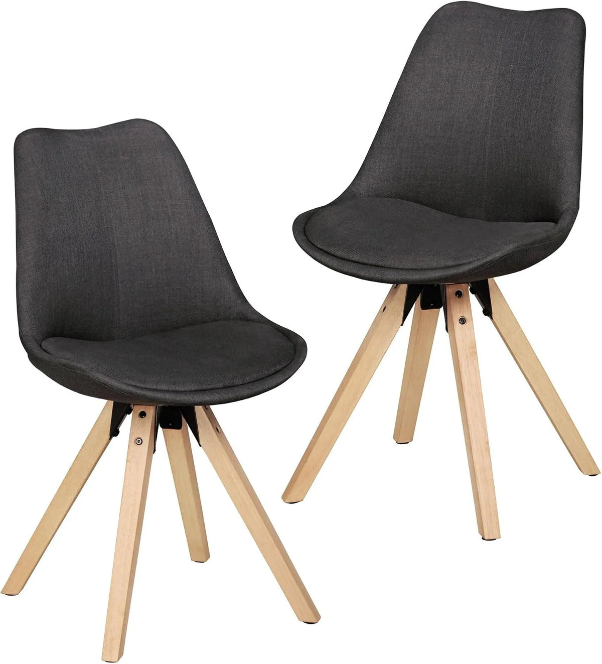 Chaise – revêtement en tissu, en bois, avec accoudoirs, Lot de 2, 48 × 87 × 42cm, 110 kg, anthracite