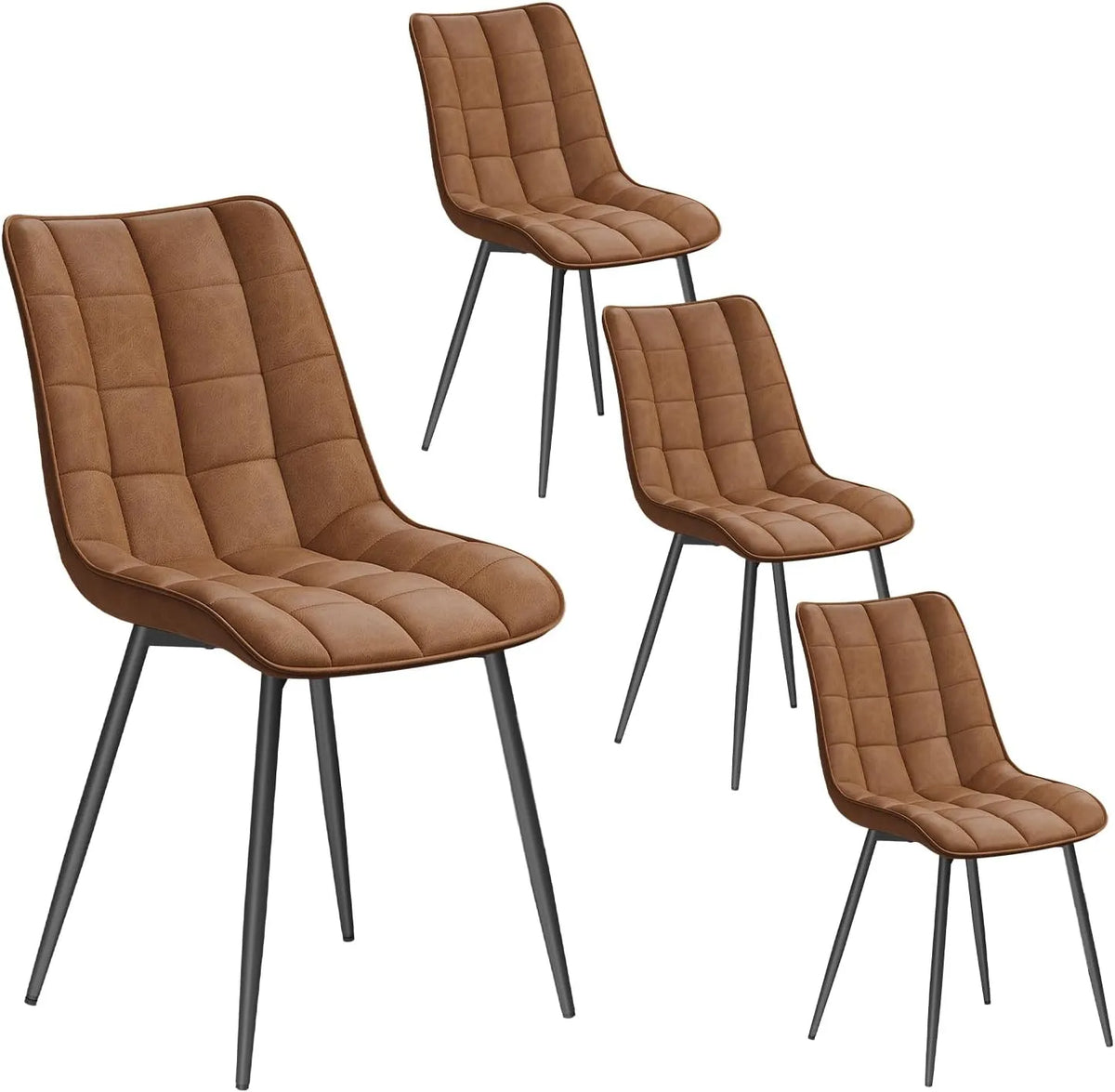 Chaise – en métal, en cuir PU, marron