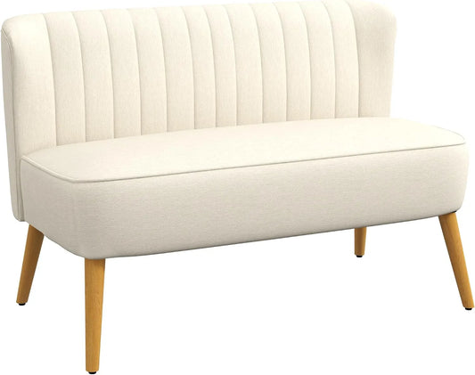 HOMCOM Canapé: revêtement en tissu, en bois, avec dossier, 2 Places, 117 cm