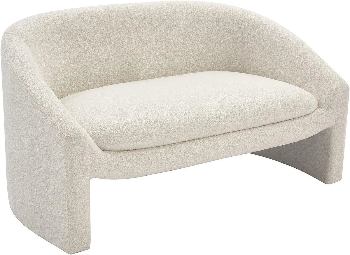 Canapé: OSSANA, revêtement en tissu, revêtement bouclé, 2 Places, blanc