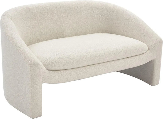 Canapé: OSSANA, revêtement en tissu, revêtement bouclé, 2 Places, blanc