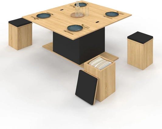 Table basse et table de salon – en bois, convertible, 100 cm, noir